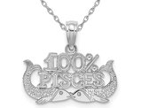 14K White Gold 100% PISCES Charm Astrology Zodiac Pendant Necklace with Chain